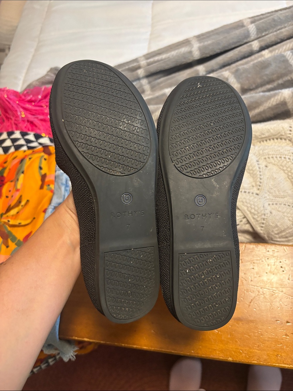 Rothy's Women’s Black Ballet Flat with Blue Trim - Picture 5 of 5